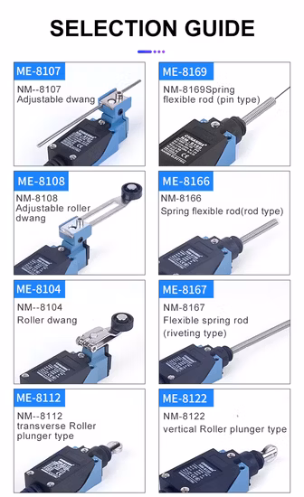 Interruptor de limite à prova d'água 250VAC/10A série Me 8104 com rolo de plástico/aço inoxidável